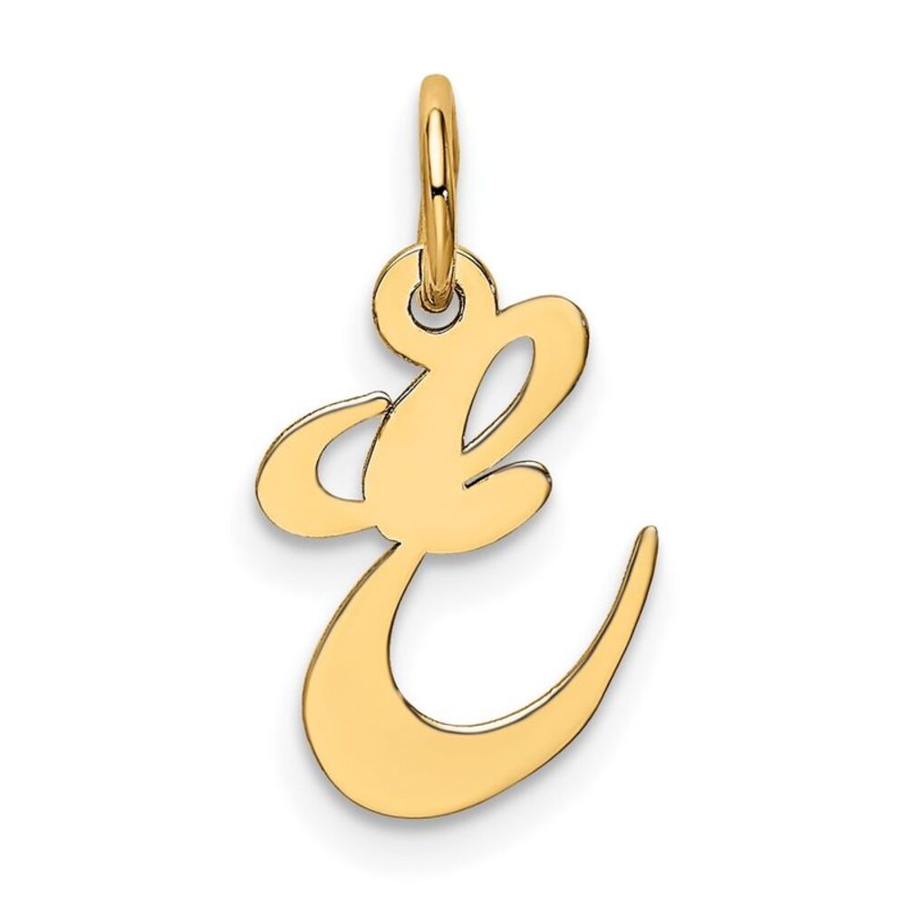 10k Yellow Gold Small Fancy Script Initial E Charm - image 1